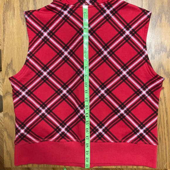 Harley-Davidson Red Plaid Hooded Biker Vest Split Zip Hood M/L Embroidered - Picture 11 of 14